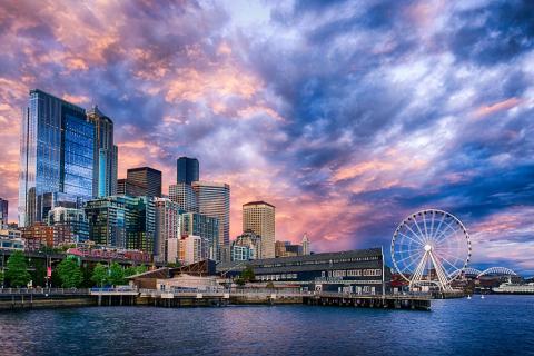 Seattle's central waterfront at sunset. Photo: Michael Matti (CC BY-NC 2.0) https://www.flickr.com/photos/michaelmattiphotography/9090323308/ Seattle's central waterfront at sunset. Photo: Michael Matti (CC BY-NC 2.0) https://www.flickr.com/photos/michaelmattiphotography/9090323308/